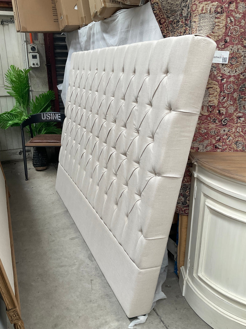 Superking/ Buttoned 150cm H headboard Beige Linen