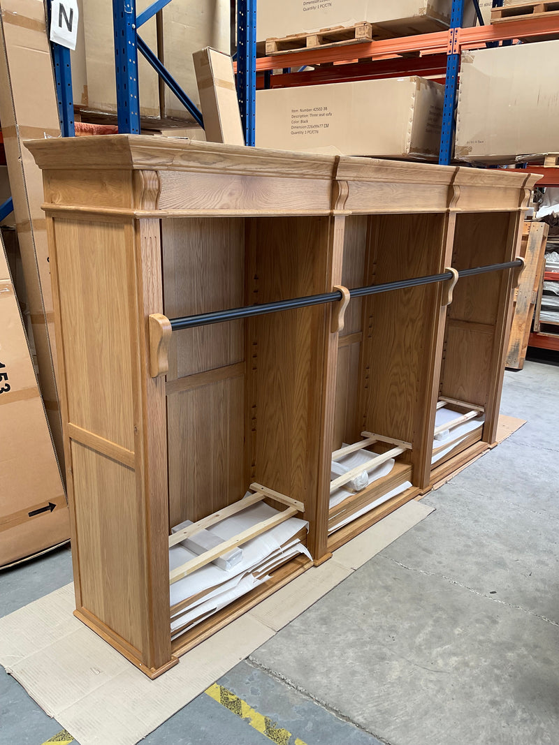 French Library Bookcase 3 bays OAK