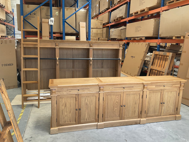 French Library Bookcase 3 bays OAK