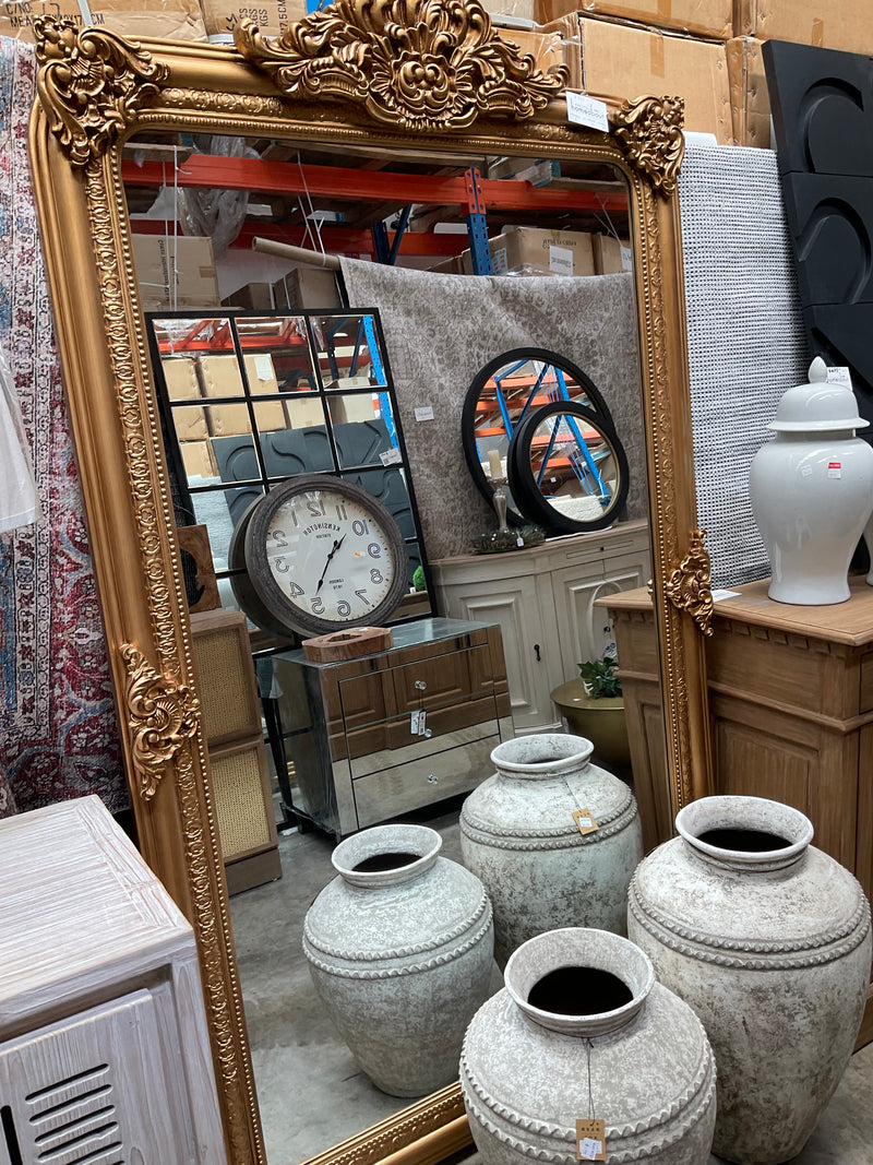 ORNATE BEVELLED MIRROR - ANTIQUE GOLD 2M H