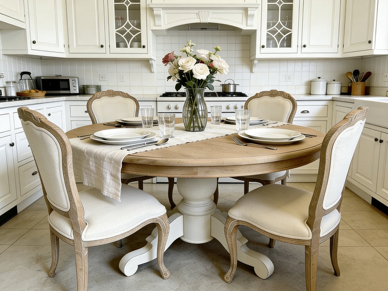 1.4M Round French Country Dining Table White/ Natural