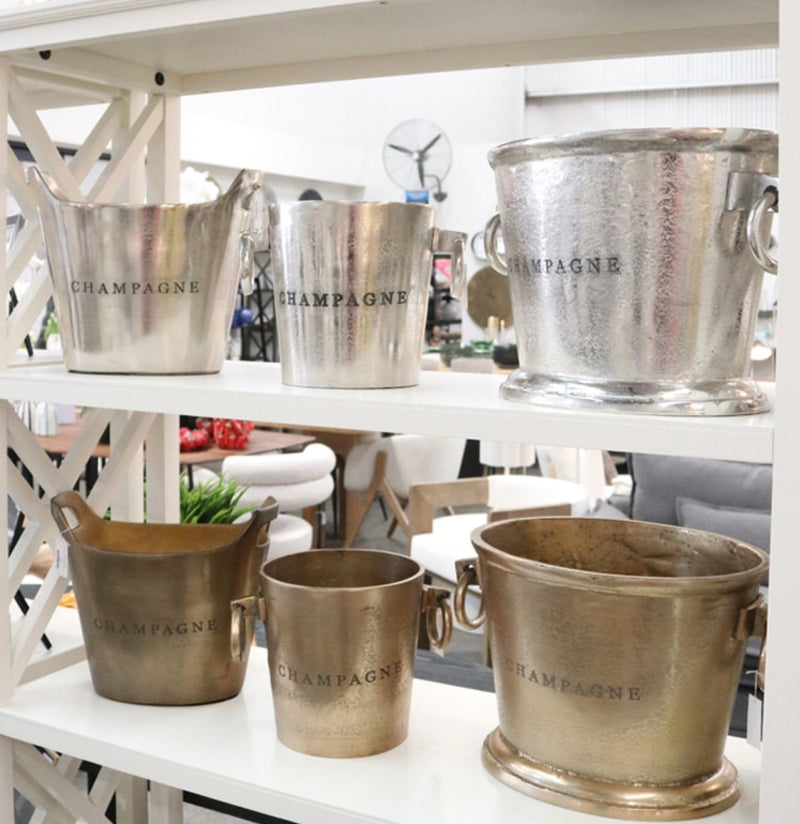 Aluminium Round Champagne Bucket Raw Silver