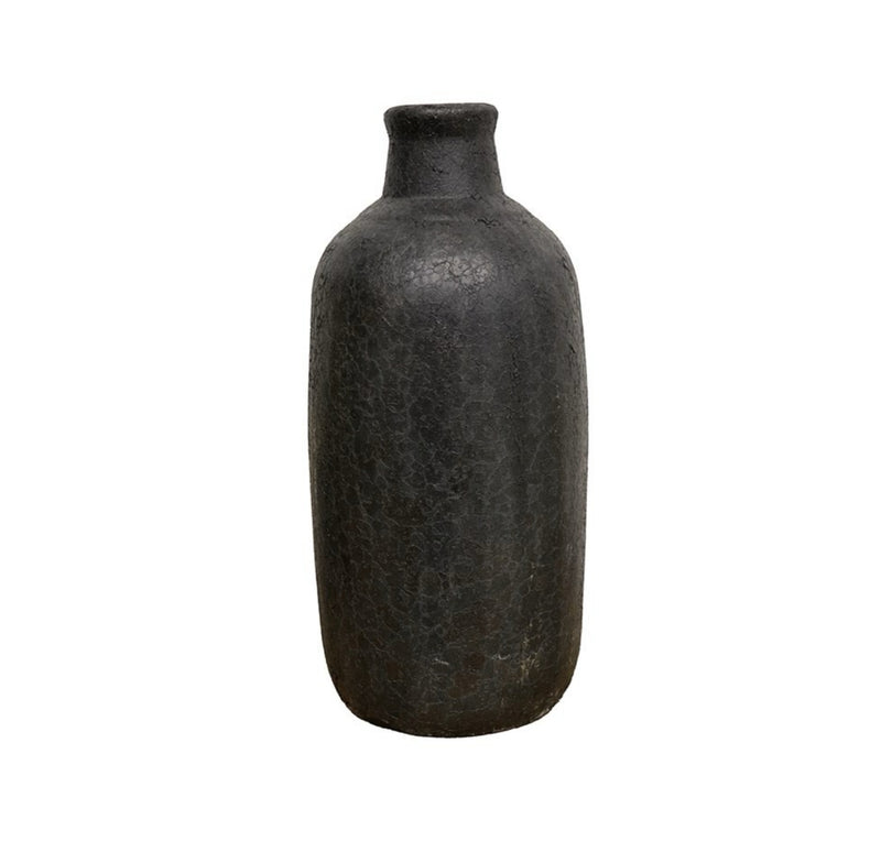 Earthenware Bottle Vessel - Aged Black