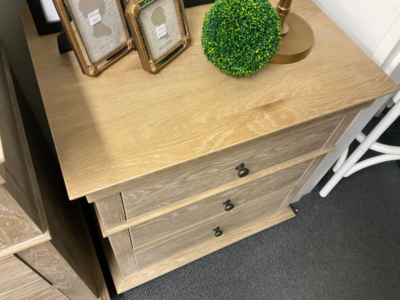 Maison French Country--Large  3 drawer bed side table-Light OAK