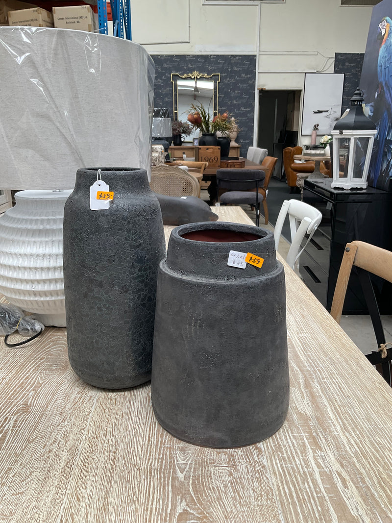 Earthenware Tapered Vessel - Aged Black