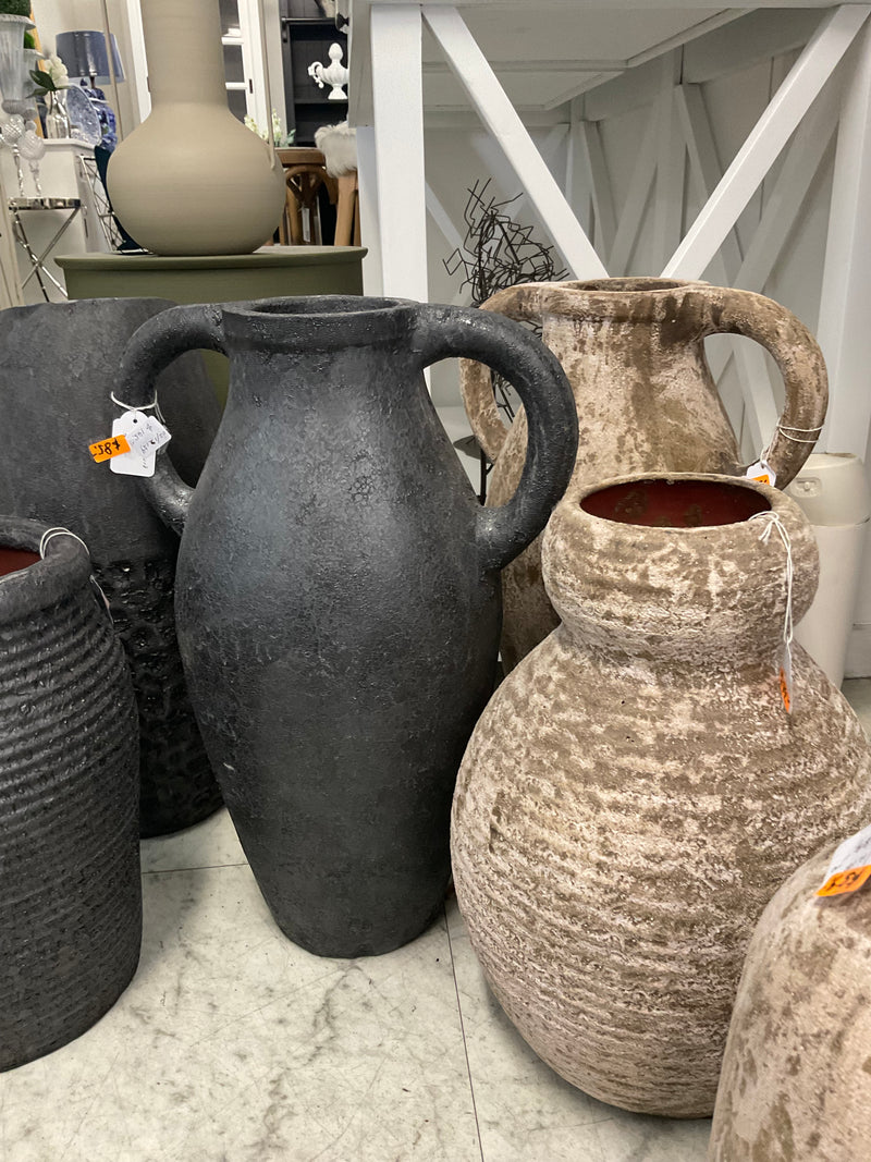 Earthenware Urn Vessel - Aged Black