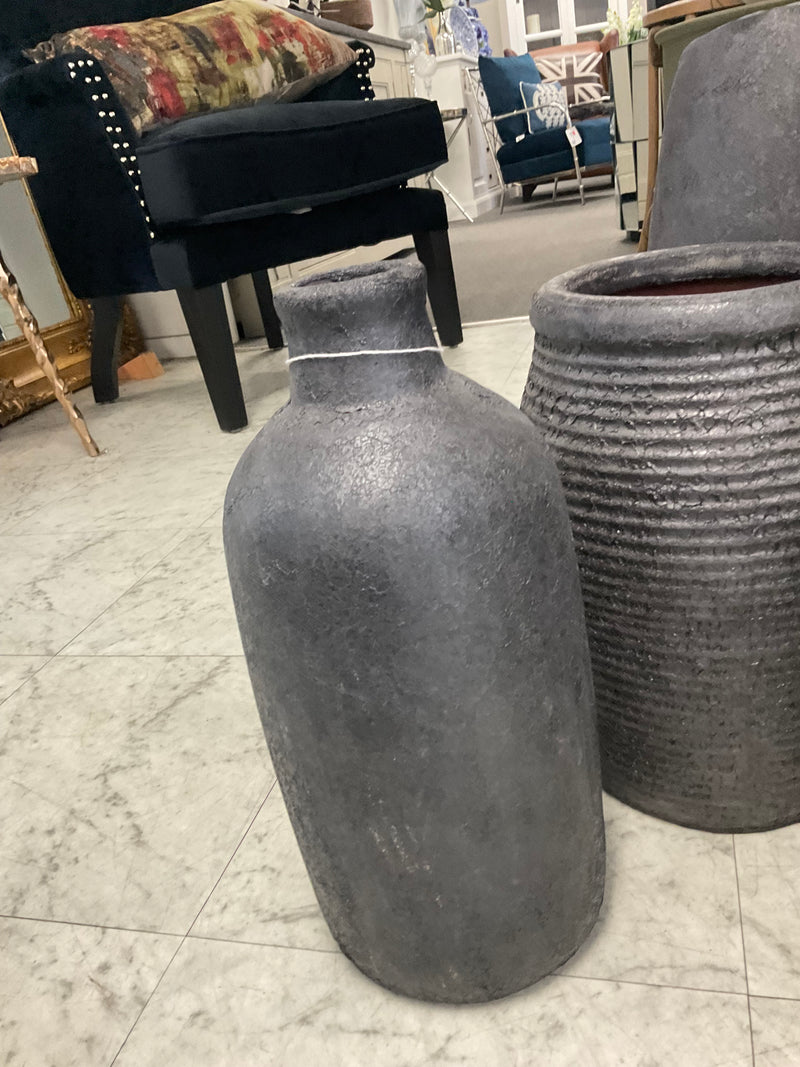 Earthenware Bottle Vessel - Aged Black