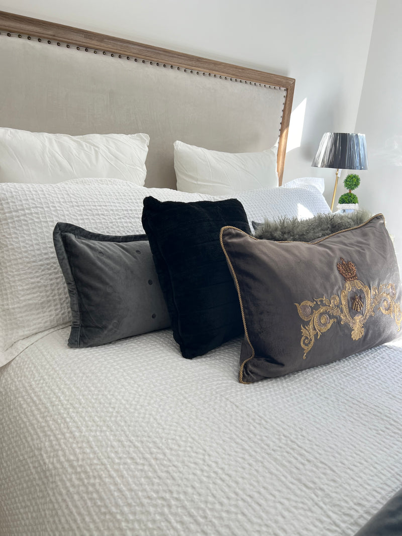 Superking/Maison French Country  OAK Headboard 150cm H/ Latte Velvet