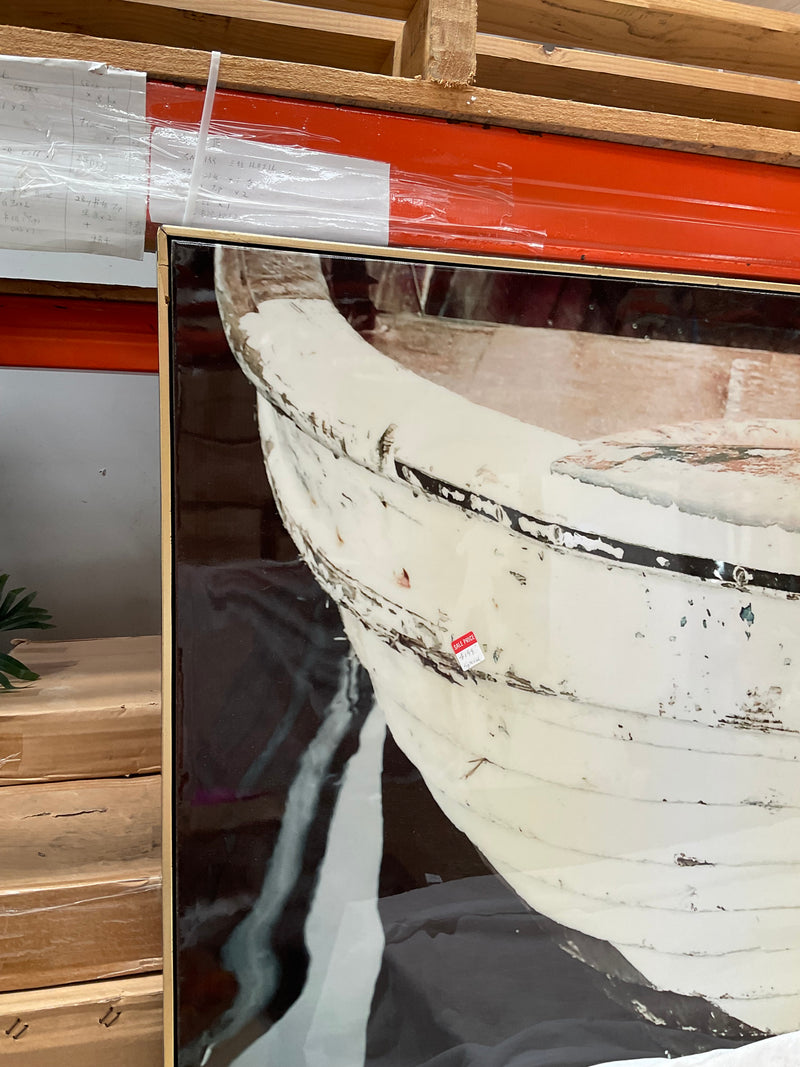 Moored Weathered Boat Wall Art 150x120cm /Corner Damaged 60% OFF