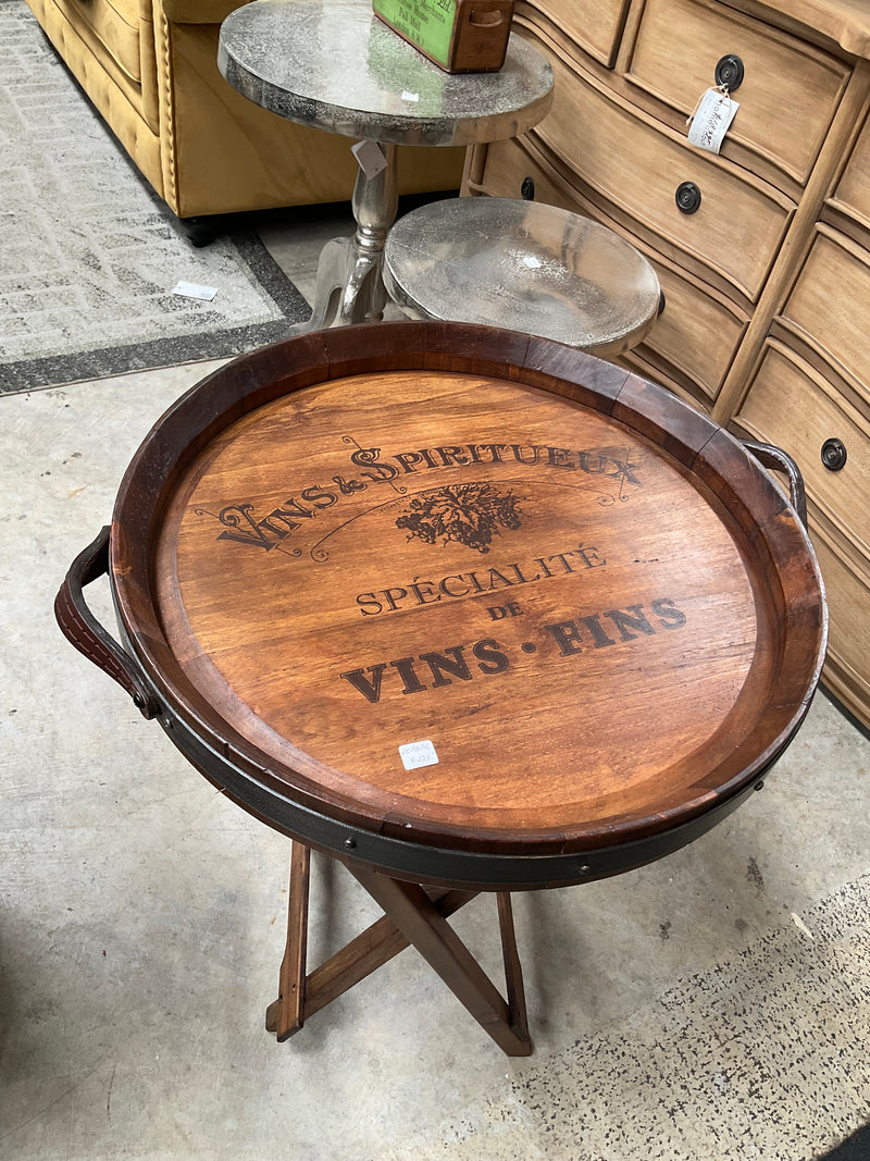 Round Barrel Tray Side Table