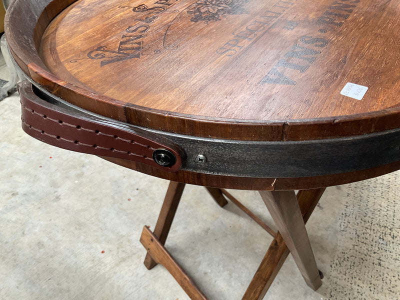Round Barrel Tray Side Table