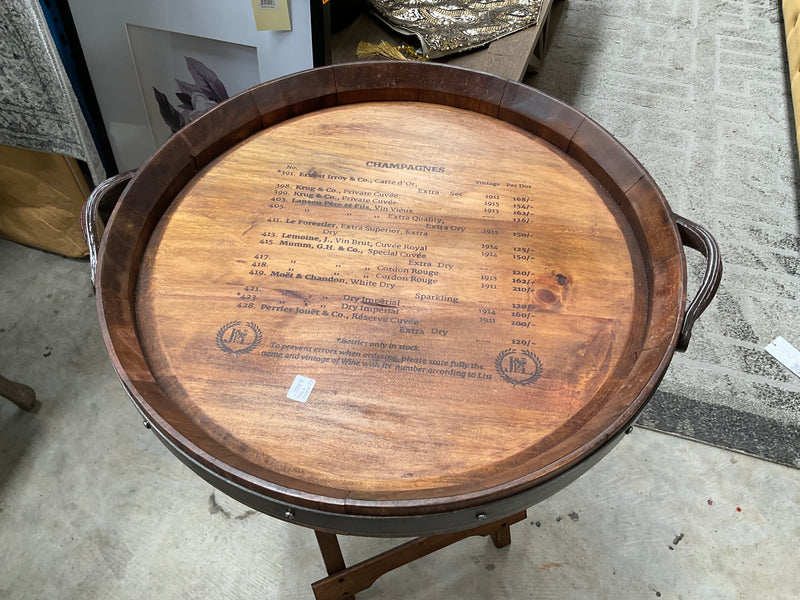 Round Barrel Tray Side Table
