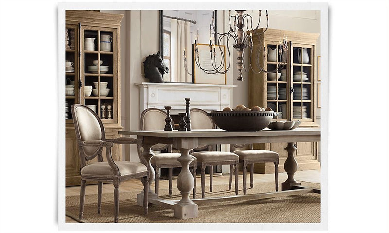 Dining Chairs Package /French Country Oval Aubergine Linen  Oak 2x ArmChair +4 dining chair