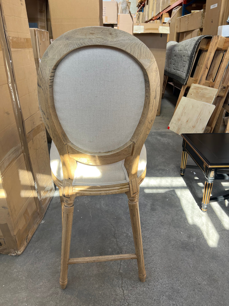 French Country Aubergine Oval back OAK Bar Chair