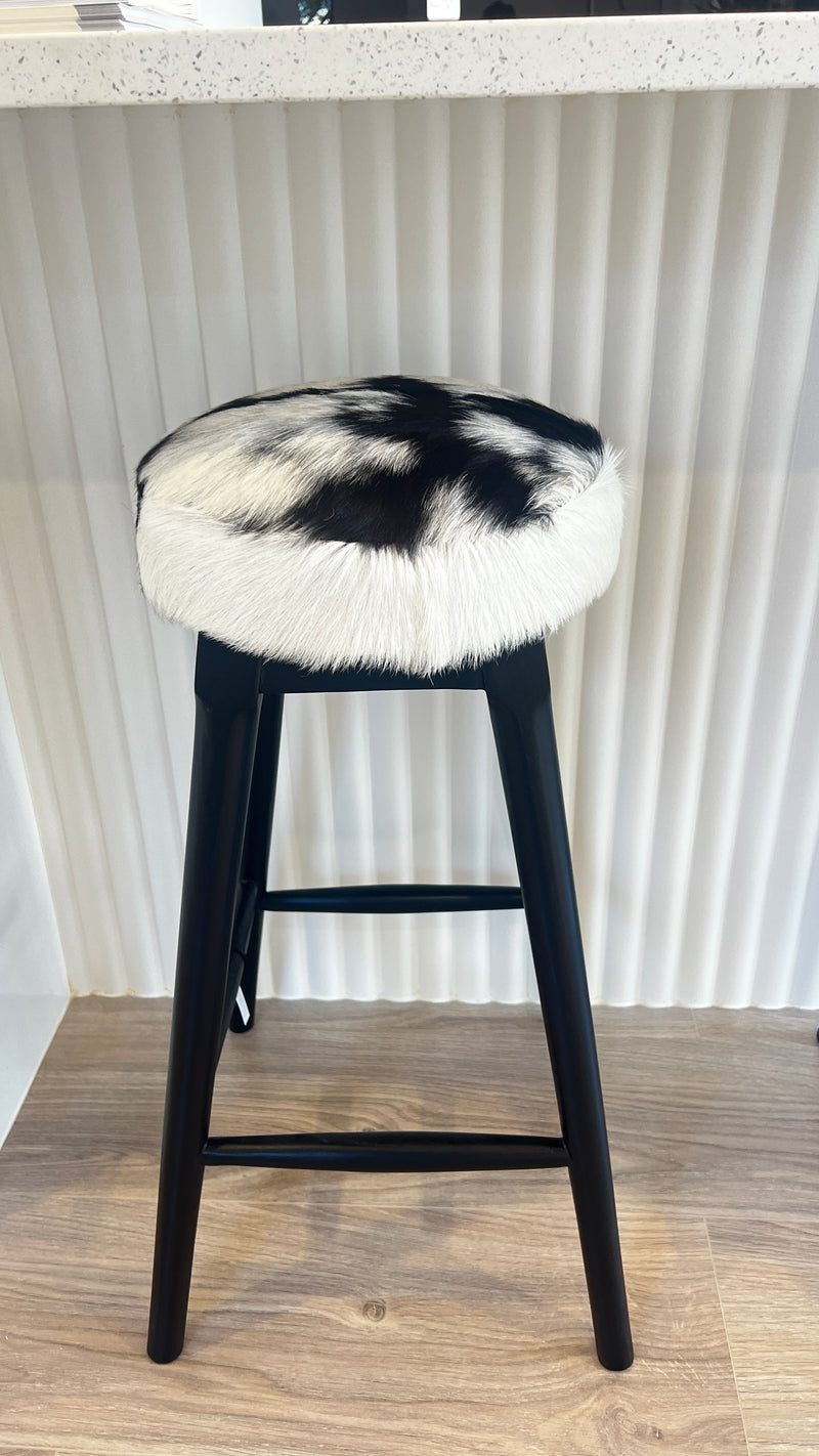 Rocko Cowhide Bar Stool Black x3
