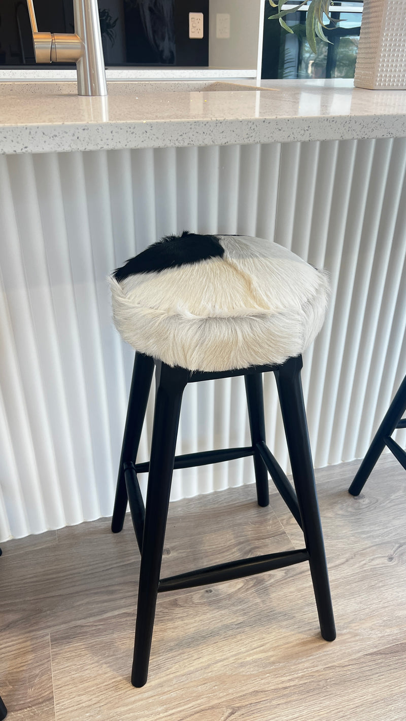 Rocko Cowhide Bar Stool Black x3