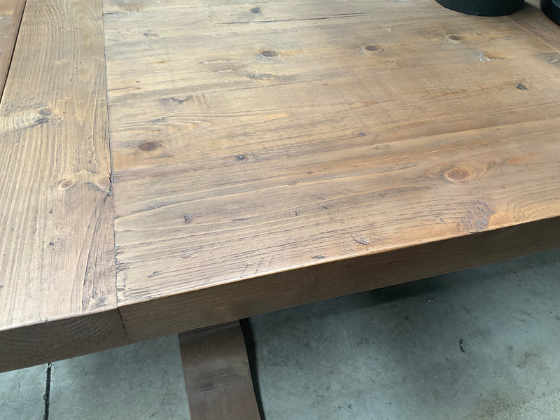 1.8-2.4m Extended  Wood Trestle Dining Table/ Natural Base