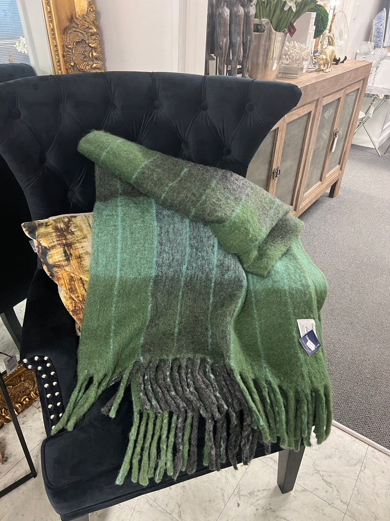 BLISS WOOL MOHAIR BLEND THROW /Green
