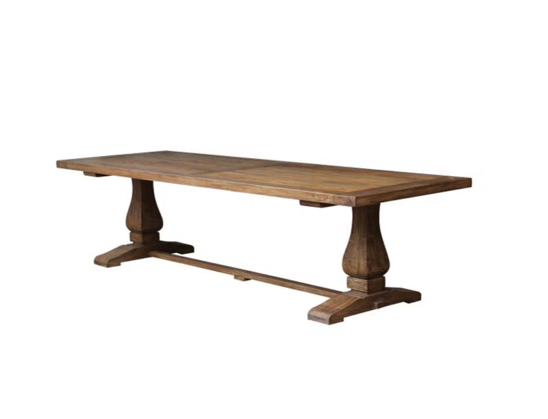 CHELMSWOOD RECLAIMED 3M ELM DINING TABLE W/ DOUBLE PED BASE