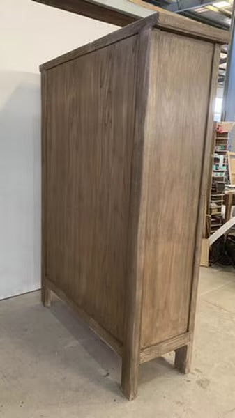 HARVEST CARVED 2 DOOR SHOWCASE CABINET - RECLAIMED ELM