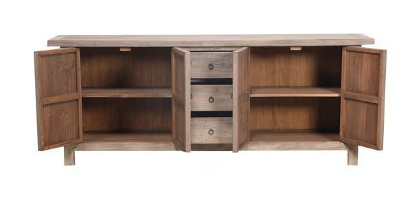 LOTUS & JADE 4 DOOR 3 DRAWER BUFFET - RECLAIMED PINE 2.13m