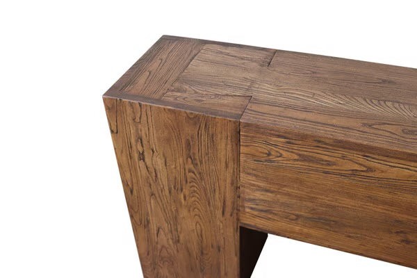 DOVETEAIL BLOCK CONSOLE ANTIQUE ELM RECLAIMED ELM