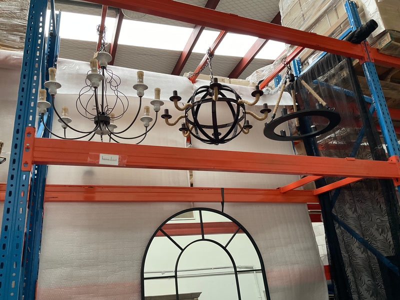 Modern Iron Chandelier with Jute Cord