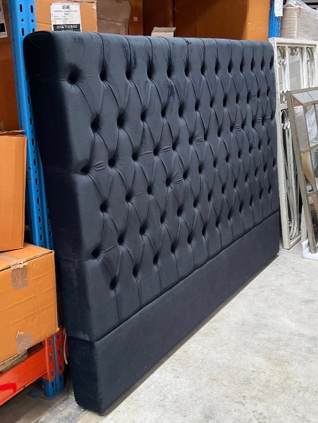 Superking/ Buttoned 150cm H Headboard Black Velvet