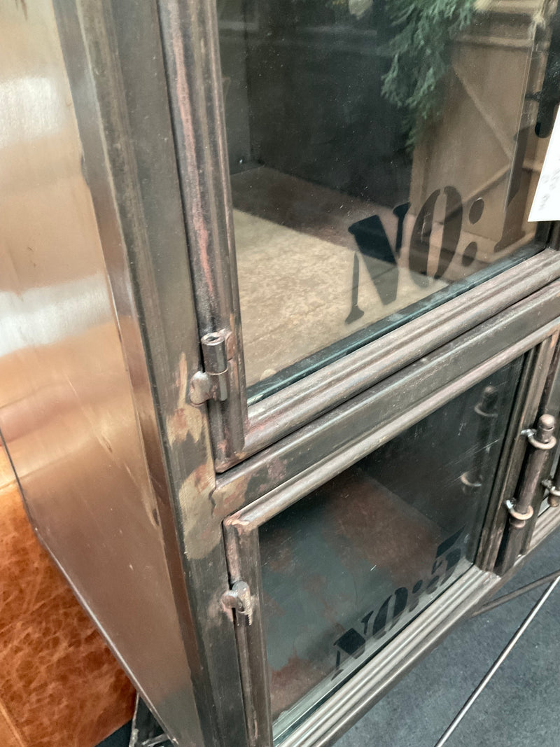 Industrial Metal 8 Windows Buffet Cabinet