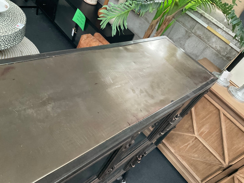 Industrial Metal 8 Windows Buffet Cabinet