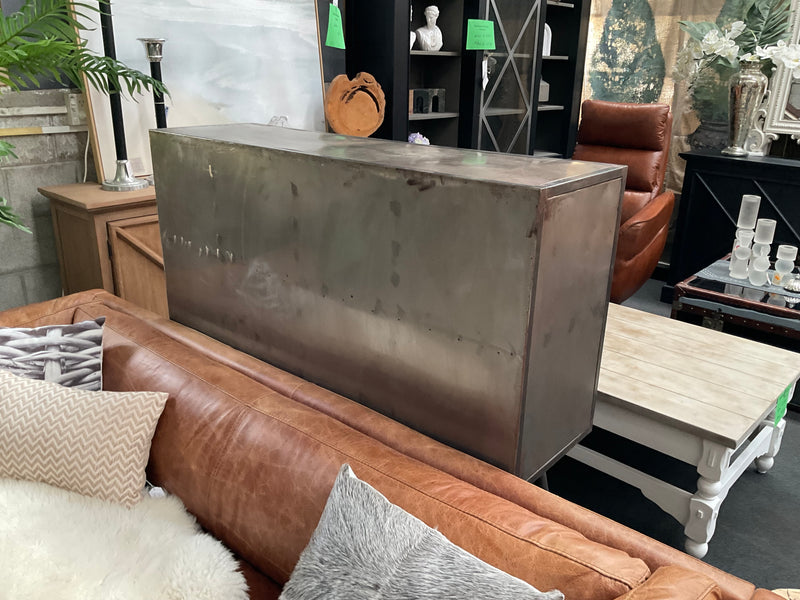 Industrial Metal 8 Windows Buffet Cabinet