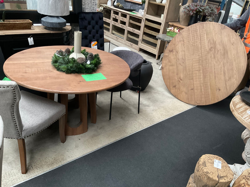 Warehouse Relocation Clearance ! 1.3M Wood Round Dining Table Natural