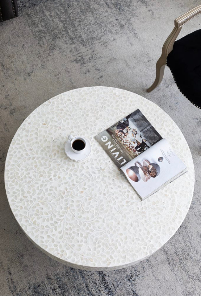 Capiz Coffee Table  CREAMY White