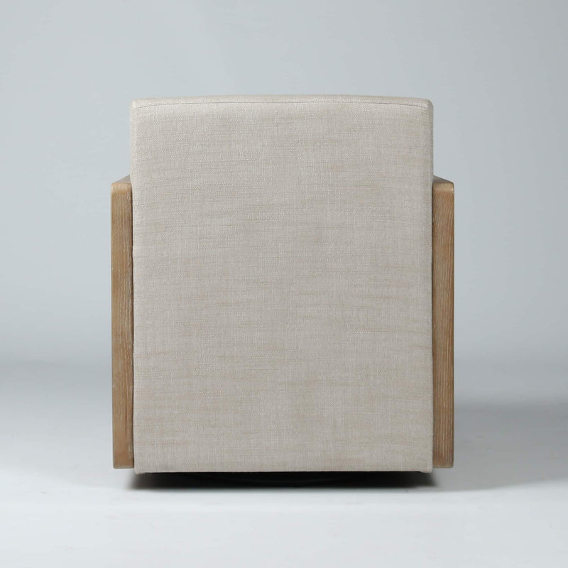 Archer Swivel Armchair Linen Look + Rattan + Light Oak