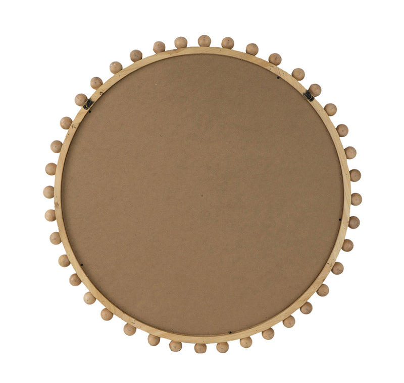 Wood Bead Round Mirror 85CM