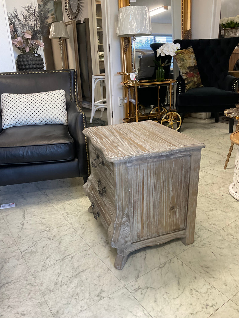 Bella  French 3 Drawer Bedside Mud Grey
