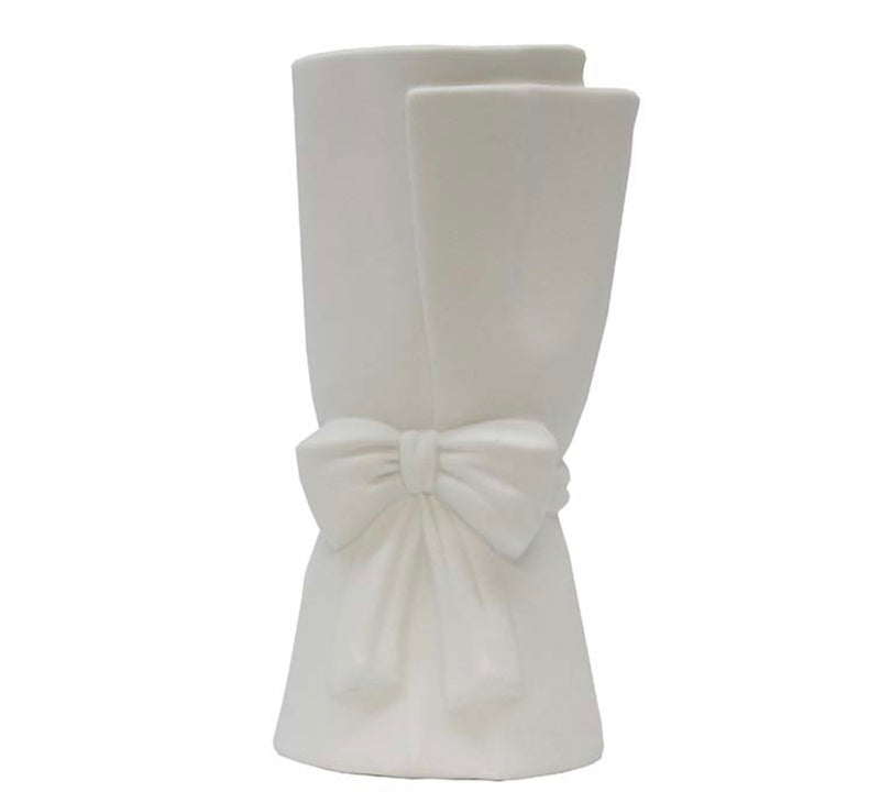 Ceramic Bow Vase white 24cmH