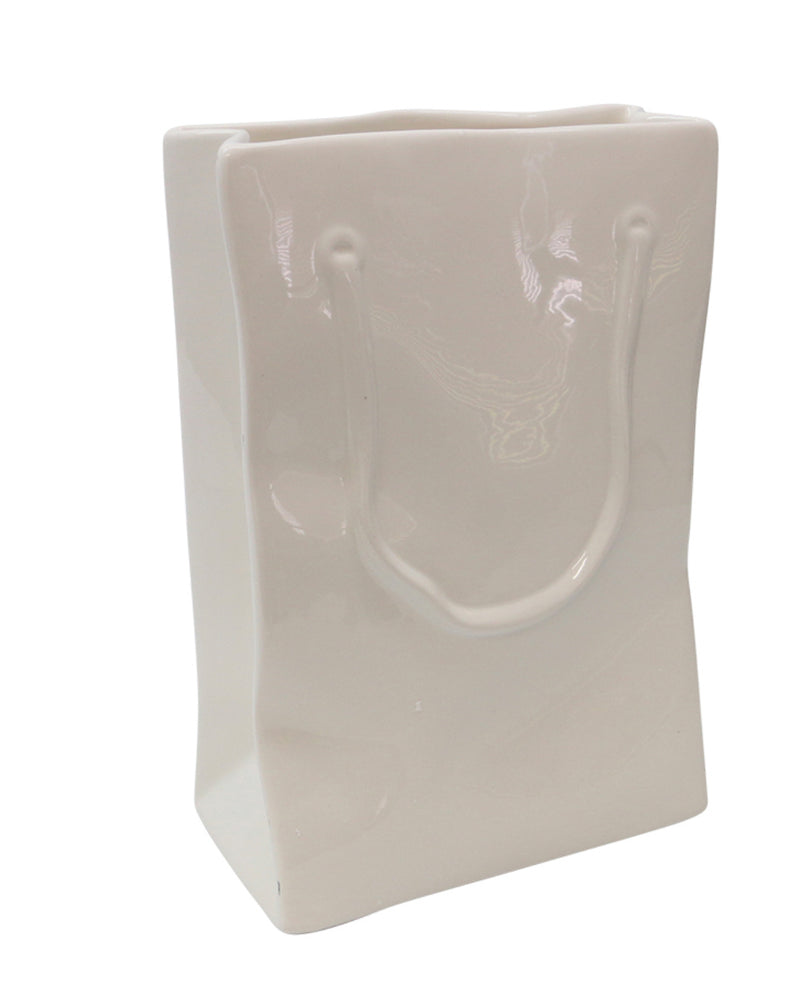Ceramic Paper Bag Vase Squat 22.3cmH