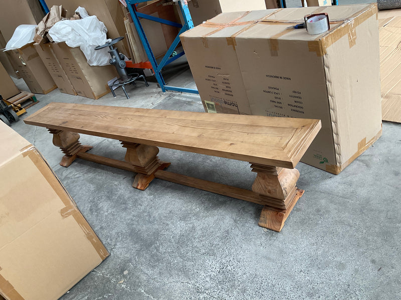 2.4m Reclaimed Wood Trestle Dining Table Bench