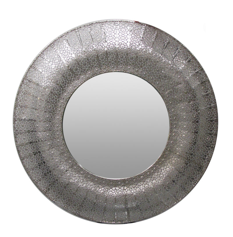 Marrakesh Mirror Round Silver 96CM