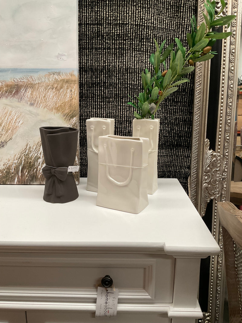 Ceramic Paper Bag Vase Squat 22.3cmH