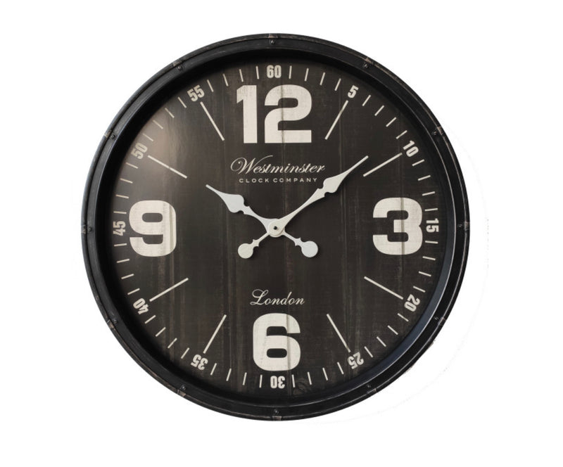 WESTMINSTER CLOCK 760mm DIA BLACK