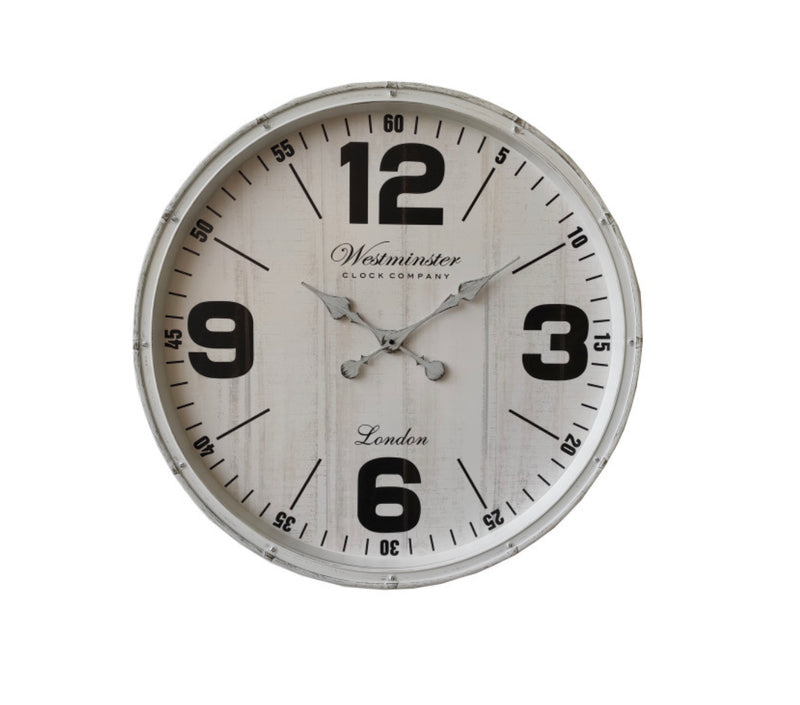 WESTMINSTER CLOCK 760mm DIA White