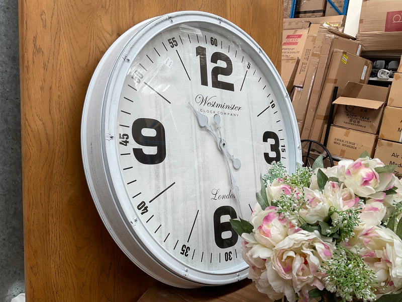 WESTMINSTER CLOCK 760mm DIA White