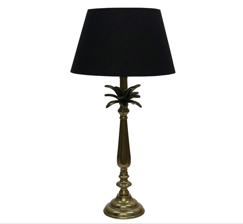Aluminium Palm Table Lamp 62cm Brass Base/Black Shade