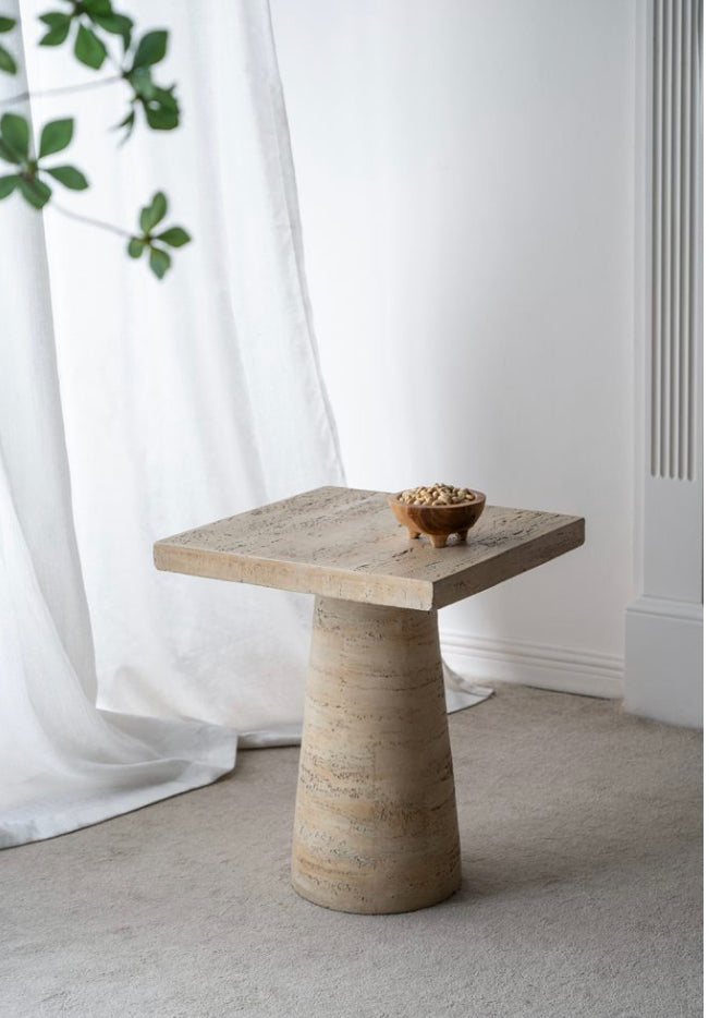 Cement Square Side Table Natural