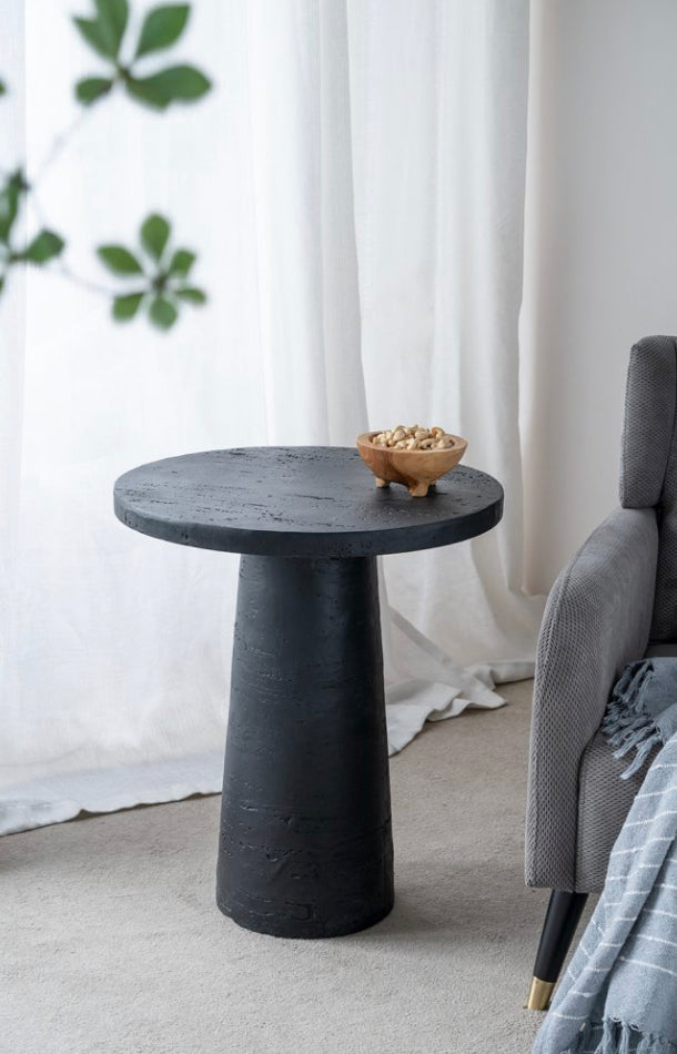 Cement Round Side Table BLACK