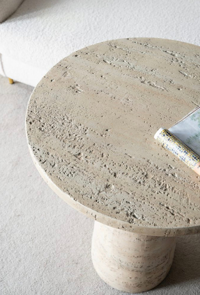 Cement Round Side Table Natural