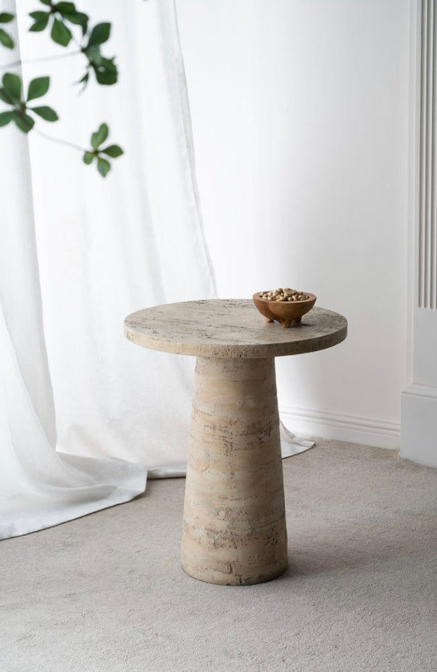 Cement Round Side Table Natural