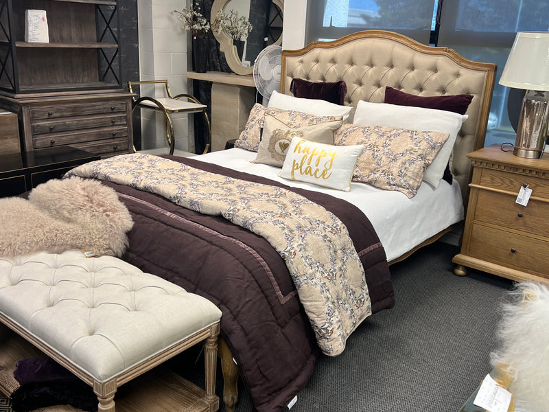 Queen French Villa OAK Bed Natural
